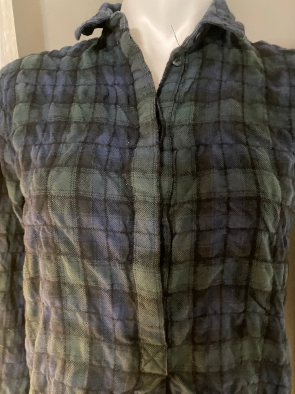 Madewell Plaid Button-Front Tunic Shirt Dress - Navy & Forest Green